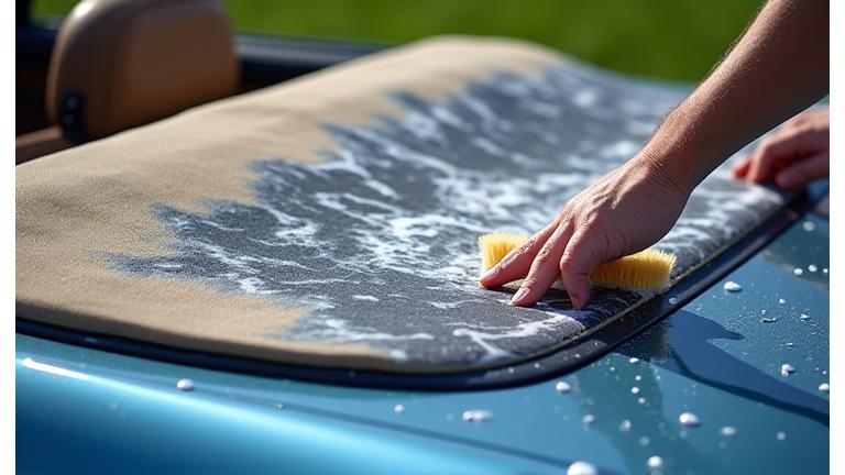 Convertible fabric roof protection and cleaning